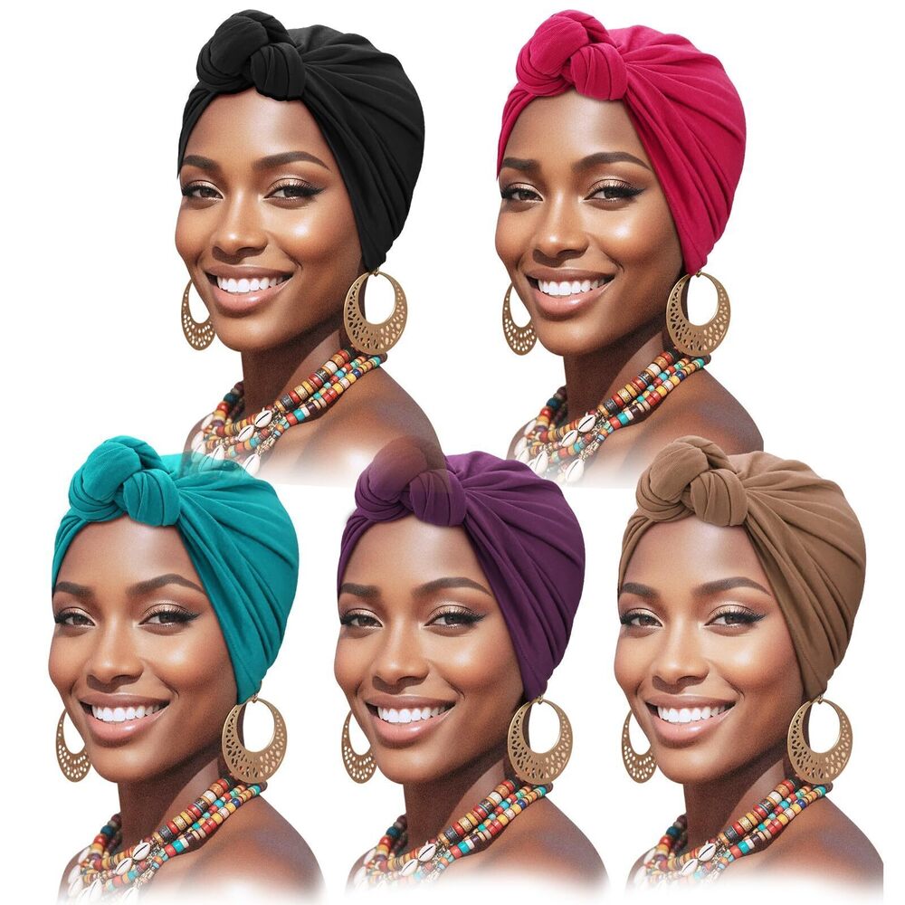5913 Knotted Headwraps African Turban Pre-Tied Twisted Turbans Caps Head